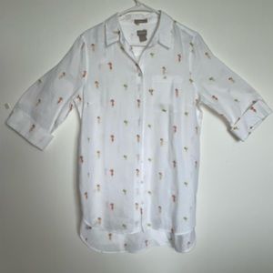 CHICO’S LINEN TROPICAL DRINK PRINT TUNIC TOP SIZE 1 - US size 8/10